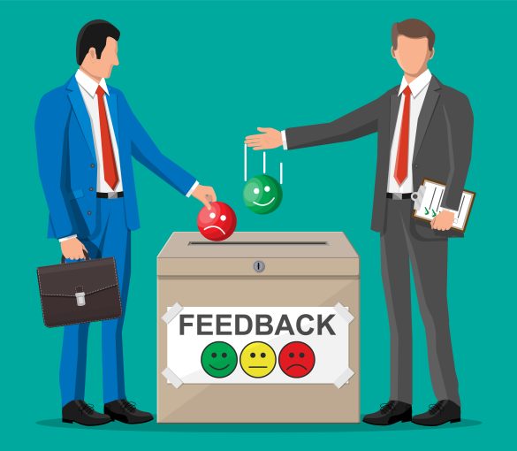 Business people and rating box.